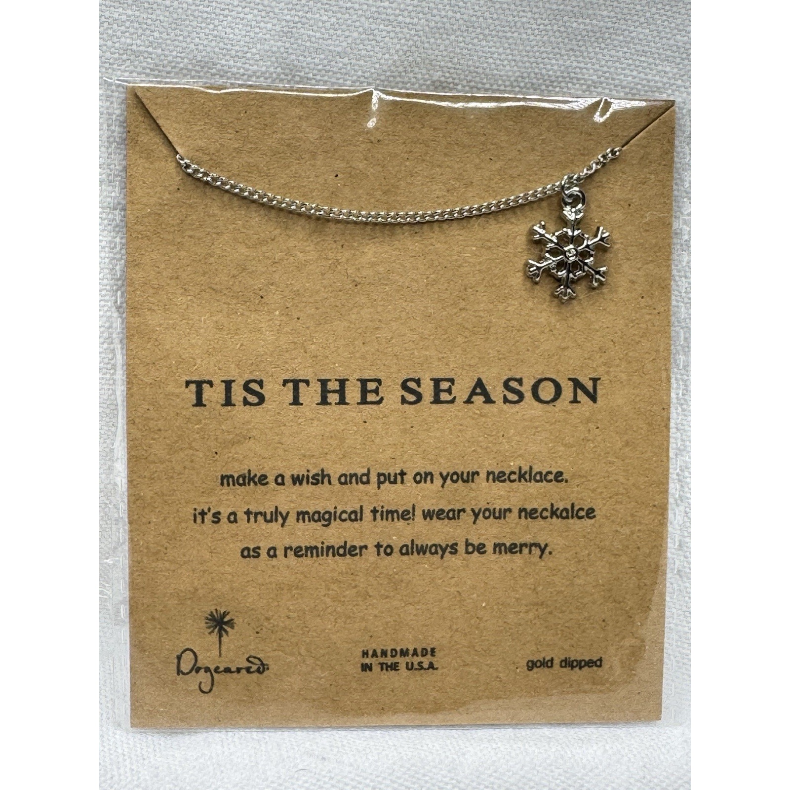 Dogeared Gold Dipped Silver Snowflake Necklace New 18$